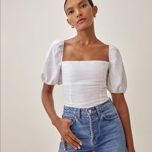 Reformation Arancini Linen Top in White